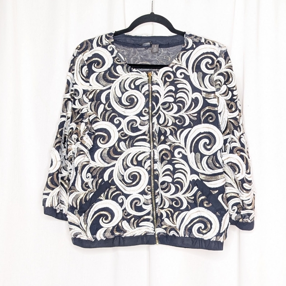 Chico's Jackets & Blazers - Chico's Travelers Collection Scrolled Bomber Jacket Size 1